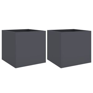vidaXL Odlingsl&aring;dor 2 st antracit 49x47x46 cm kallvalsat st&aring;l
