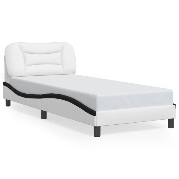 vidaXL Bed Frame without Mattress "Hvar" White and Black 80x200 cm Faux Leather