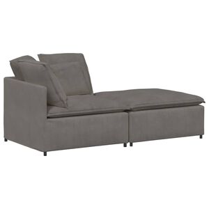 vidaXL Modulsoffa med fotpall&dynor manchestertyg ljusgr&aring;