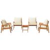 vidaXL Bistroset med kudde 5 pcs Brun Massivt Akaciatr&auml;