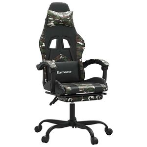 vidaXL Gamingstol med fotst&ouml;d svart och kamouflage konstl&auml;der