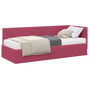 vidaXL H&ouml;rn S&auml;ngram med Madrass 2 st Vinr&ouml;d 80 x 200 cm Sammet