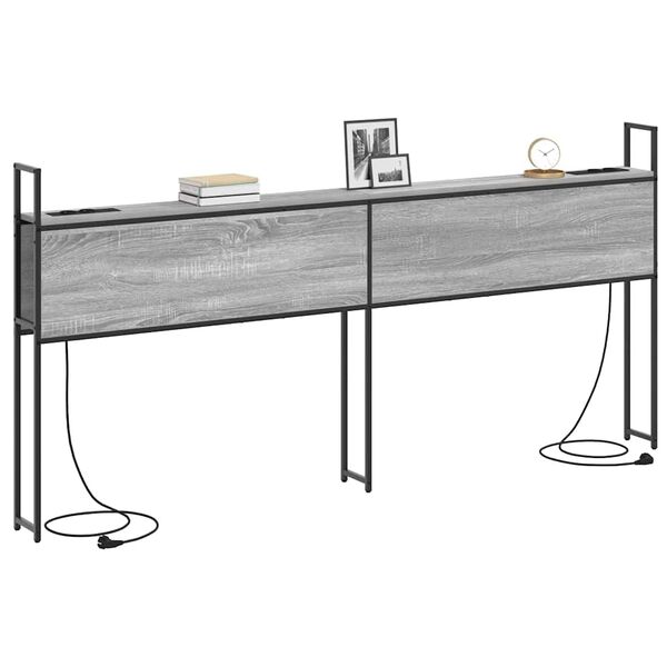 vidaXL F&ouml;rvaringsgavel med Laddstation Gr&aring; sonoma 203 x 15 x 98 cm