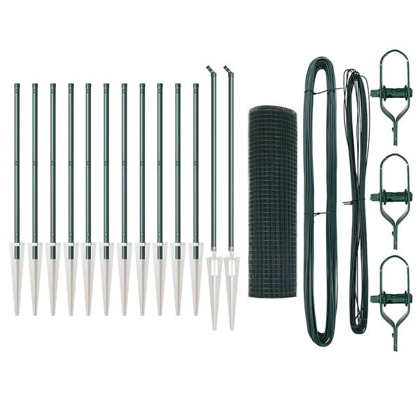 vidaXL St&auml;ngselstolpe Gr&ouml;n 25 x 0,8 m (19 x 19 mm n&auml;t) St&aring;l och PVC