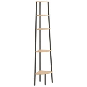 vidaXL H&ouml;rnhylla 5 hyllplan ljusbrun och svart 45,5x31,5x180 cm