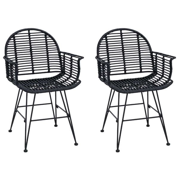 vidaXL Matstol 2 pcs Svart 57 x 54,5 x 85 cm Rattan och Järn