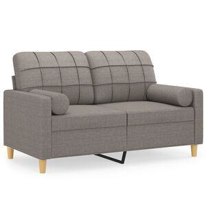 vidaXL 2-sits soffa med prydnadskuddar taupe 120 cm tyg