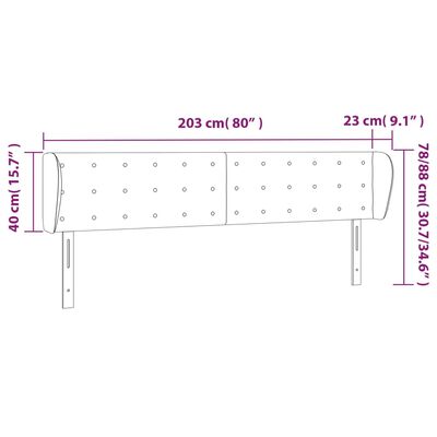 vidaXL Sänggavel med kanter rosa 203x23x78/88 cm konstläder