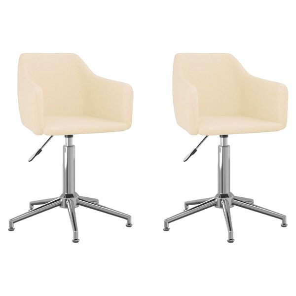 vidaXL Snurrbara matstolar 2 st gr&auml;ddvit tyg