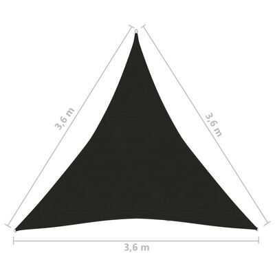 vidaXL Solsegel 160 g/m² svart 3,6x3,6x3,6 m HDPE