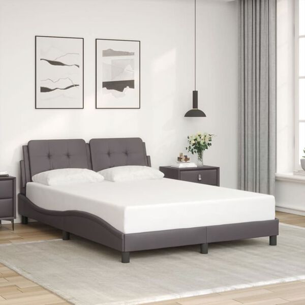 vidaXL Bed Frame with LED without Mattress "Zadar" Grey 120x200 cm
