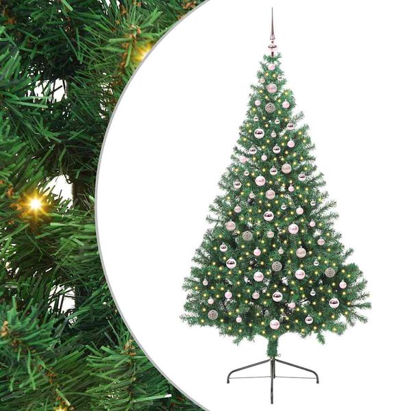 vidaXL Konstgjord F&ouml;rbelyst Julgran med 300 LED-lampor Gr&ouml;n 240 cm PVC