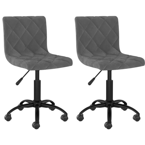 vidaXL Snurrbara matstolar 2 st m&ouml;rkgr&aring; sammet