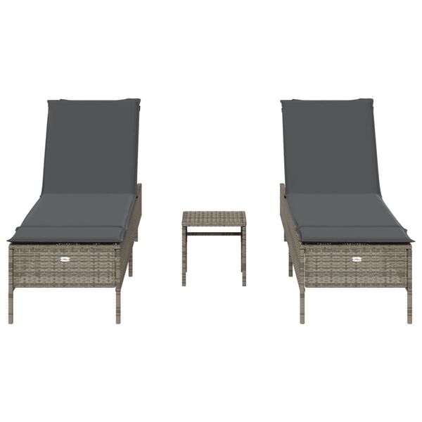 vidaXL Sols&auml;ngar med dynor set 3 delar gr&aring; konstrotting