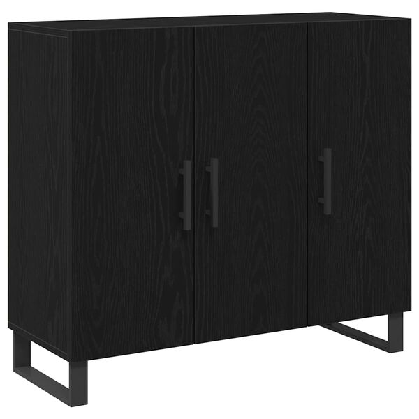 vidaXL Sideboard Svart Ek 90 x 34 x 80 cm Konstruerat tr&auml;