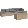 vidaXL Matgrupp f&ouml;r tr&auml;dg&aring;rden med dynor 8 delar beige konstrotting
