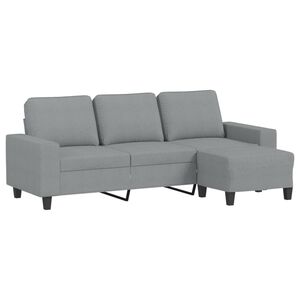 vidaXL 3-sitssoffa med fotpall ljusgr&aring; 180 cm tyg