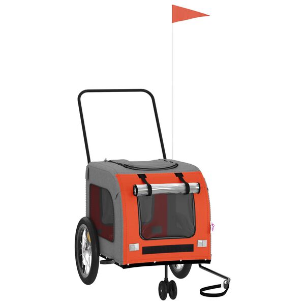 vidaXL Cykelvagn för djur orange och grå oxfordtyg och järn