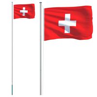 vidaXL Schweiz flagga och flaggstång 6,23 m aluminium
