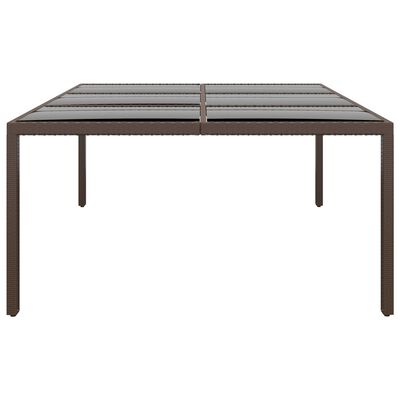 vidaXL Trädgårdsbord med glasskiva brun 200x150x75 cm rotting
