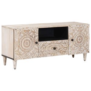 vidaXL TV-sk&aring;p Vit 105 x 33,5 x 46 cm Massivt mangotr&auml;