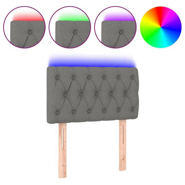 vidaXL S&auml;nggavel LED m&ouml;rkgr&aring; 80x7x78/88 cm tyg