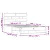 vidaXL Sängram utan madrass metall brun ek 120x190 cm