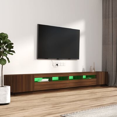 vidaXL Tv-bänk 3 delar med LED brun ek konstruerat trä