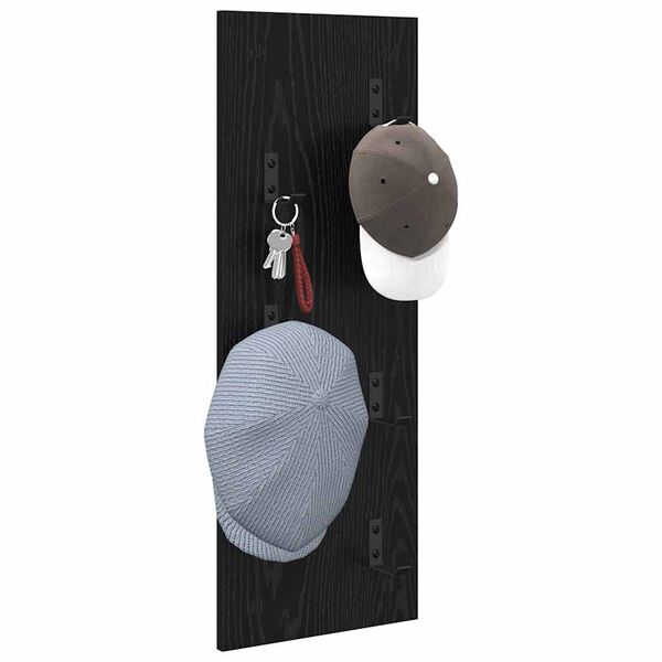 vidaXL Väggmonterad Klädhängare Väggmonterad Svart Ek 30 x 1,5 x 80 cm