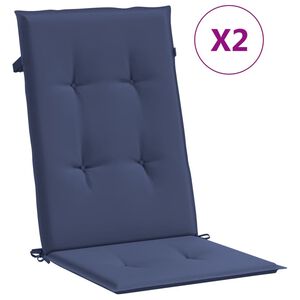 vidaXL Stolsdynor f&ouml;r stolar med h&ouml;g rygg 2 st marinbl&aring; tyg