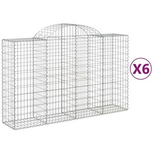 vidaXL Gabioner b&aring;gformade 6 st 200x50x120/140 cm galvaniserat j&auml;rn