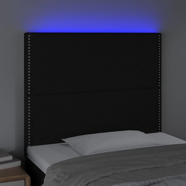 vidaXL Sänggavel LED svart 80x5x118/128 cm tyg