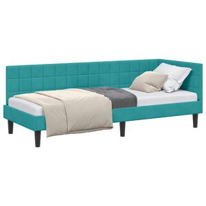 vidaXL H&ouml;rn S&auml;ngram med huvudgavel Turkos 80 cm x 200 cm Sammet