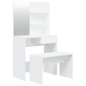 vidaXL Sminkbord set vit 74,5x40x141 cm