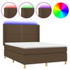 vidaXL Rams&auml;ng med madrass & LED m&ouml;rkbrun 140x190 cm tyg