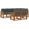 vidaXL Utomhussoffset med kudde 7 pcs Naturlig och Antracit Polyester