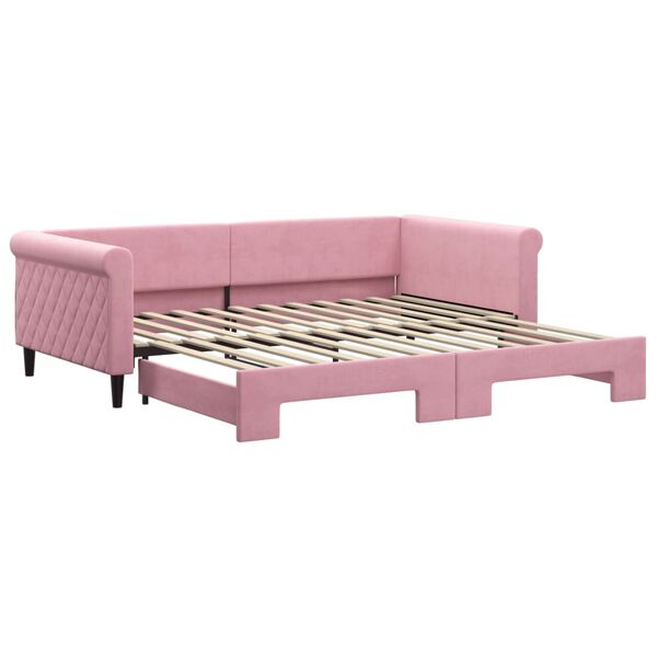 vidaXL Dagb&auml;dd utdragbar rosa 100x200 cm sammet