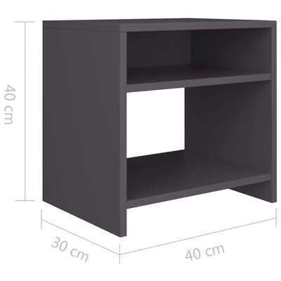 vidaXL Sängbord grå 40x30x40 cm spånskiva
