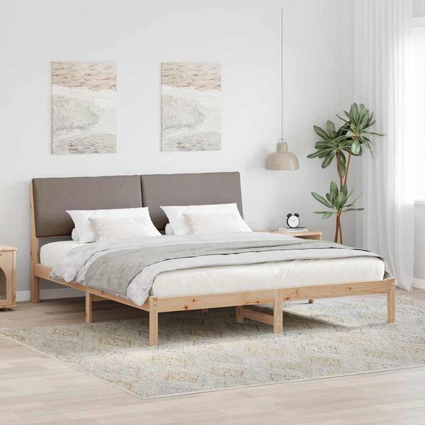 vidaXL S&auml;ngram med huvudgavel Brun och taupe 200 x 200 cm Massiv furu