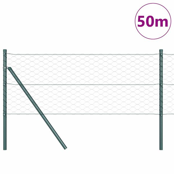 vidaXL Stängselstolpe Grön 50 x 0,6 m (50 mm galler) Stål och PVC