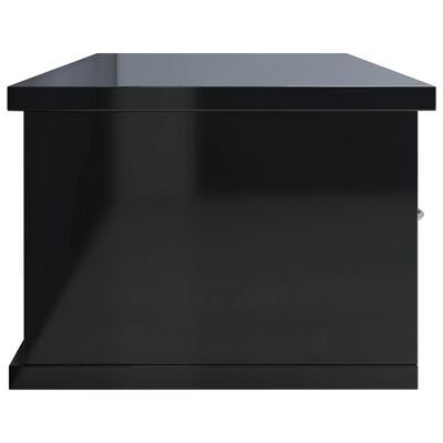 vidaXL Väggmonterade lådor svart högglans 88x26x18,5 cm spånskiva