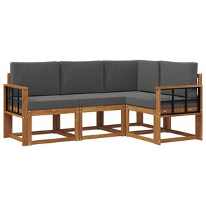 vidaXL Utomhussoffset med kudde 4 pcs Naturlig och Antracit