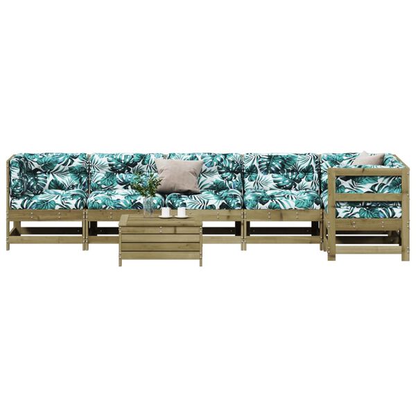 vidaXL Loungegrupp med dynor 7 delar impregnerad furu