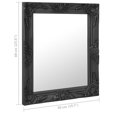 vidaXL Väggspegel barockstil 50x60 cm svart