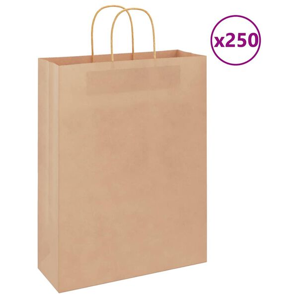 vidaXL Pappersp&aring;sar 250 st med handtag brun 32x12x42 cm