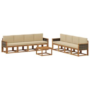 vidaXL Utomhussoffset 7 pcs Naturlig Massivt akaciatr&auml; och polyester