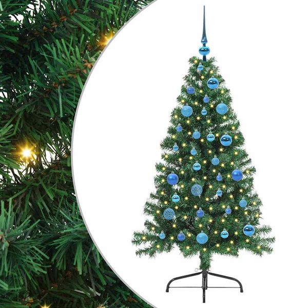 vidaXL Konstgjord F&ouml;rbelyst Julgran med 150 LED-lampor Gr&ouml;n 150 cm PVC