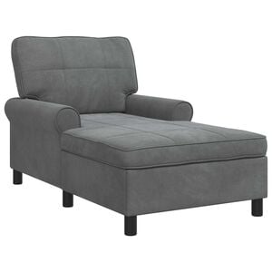 vidaXL Chaise Lounge med kudde M&ouml;rkgr&aring; 91 x 157 x 91 cm Sammet