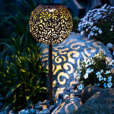 HI Soldriven trädgårdslampa med LED 18 cm metall brun