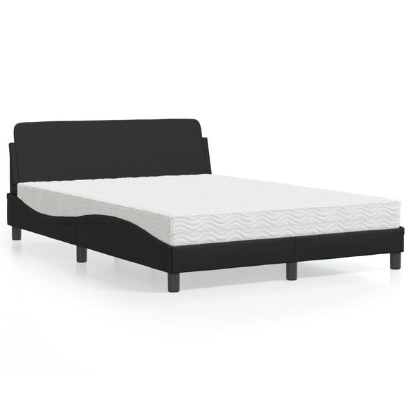 vidaXL Bed with Mattress "Dover" Black 120x200 cm Faux Leather